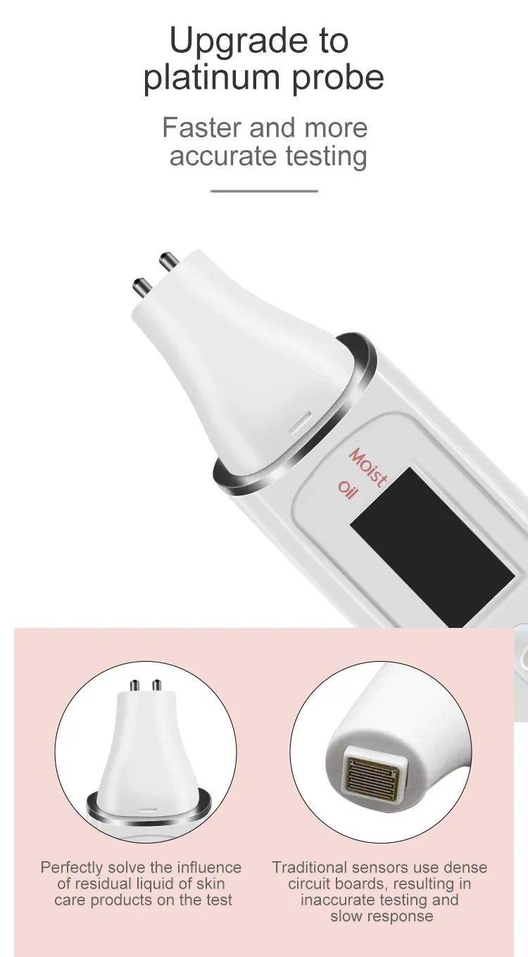 LCD Digital Skin Analyzer with Bio-Technology Sensor - Precise Oil & Moisture Tester for Skin Care Spa Monitoring