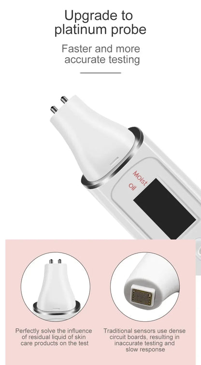 LCD Digital Skin Analyzer with Bio-Technology Sensor - Precise Oil & Moisture Tester for Skin Care Spa Monitoring