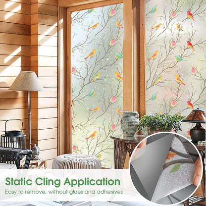 Non-Adhesive Static Cling Stained Glass Window Privacy Film - Sun Blocking, Heat Control Decorative Film