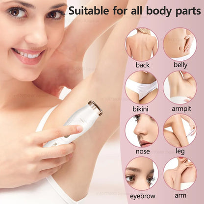 Electric Shaver for Women – Portable Painless Bikini, Facial & Body Trimmer for Underarms and Legs