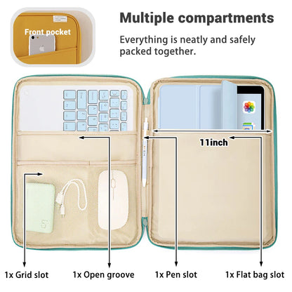 Tablet Handbag Case 9-11 inch: for iPad Air 4/5, Pro 11, Mini 5/6, XiaoMi, Samsung, Huawei, Lenovo - Shockproof Pouch Bag