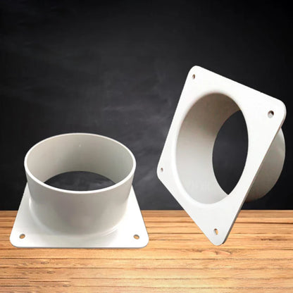 White Air Vent Duct Connector Flange – Straight Square Bottom Pipe for Easy Ventilation Duct Installation