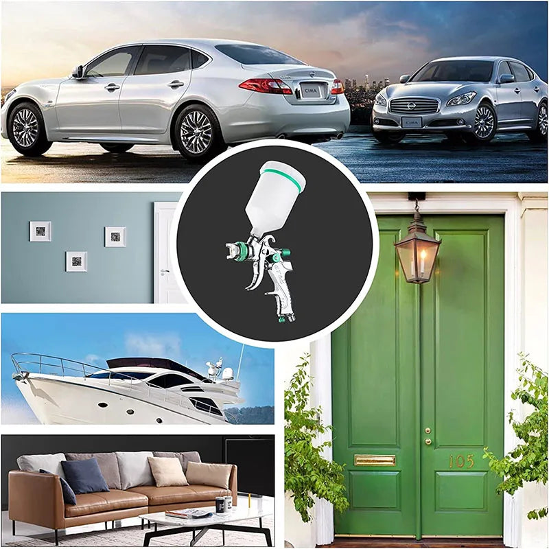 HVLP Professional Spray Gun – 1.4/1.7/2.0/2.5mm Steel Nozzle Gravity Gun for Car Paint | Portable DIY Spray Paint Kit