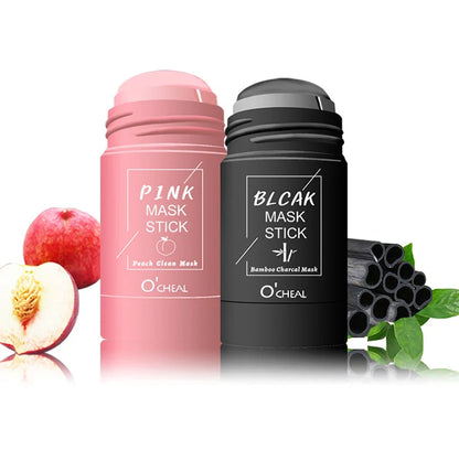 Green Tea & Honey Peach Facial Mask Stick – Pore Cleansing, Moisturizing & Charcoal Mud Mask