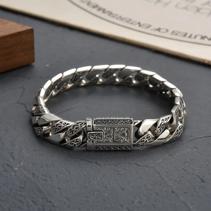S925 Sterling Silver Vine Garland Bracelet - Retro Punk Tank Style Jewelry Gift
