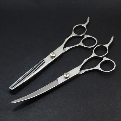 Pet Grooming Scissors Set – Professional Dog Hair Trimming Tools, Bent & Straight Scissors, Teddy Haircut Clippers