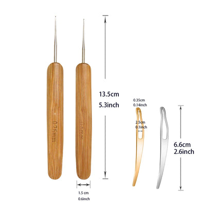 9-Piece Bent Latch Hook Set – Crochet Needles for Dreadlocks, Braiding, Hair Extensions