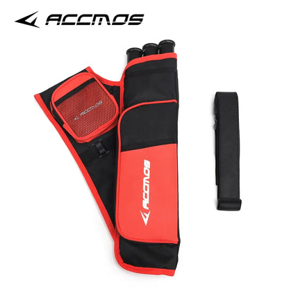 ACCMOS 3-Tube Arrow Quiver Pouch with Adjustable Belt — Recurve & Compound Bow Quiver for Hunting & Target Shooting