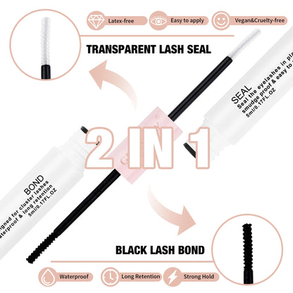 GEMERRY 10ml 2-in-1 Lash Bond & Seal Glue — Waterproof Long-Lasting Adhesive for DIY Cluster Eyelash Extensions