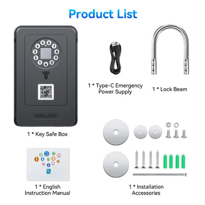 Camluxy Smart Key Box with Fingerprint & Digital Password – Secure Lockbox with IC Card and Combination Code Unlock