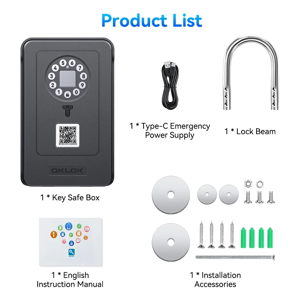 Camluxy Smart Key Box with Fingerprint & Digital Code Lock - Secure Storage with IC Card & Combination Unlock