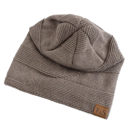 Unisex Slouchy Winter Beanie Hat - Fur-Lined Knitted Cap for Men and Women, Casual Winter Decor