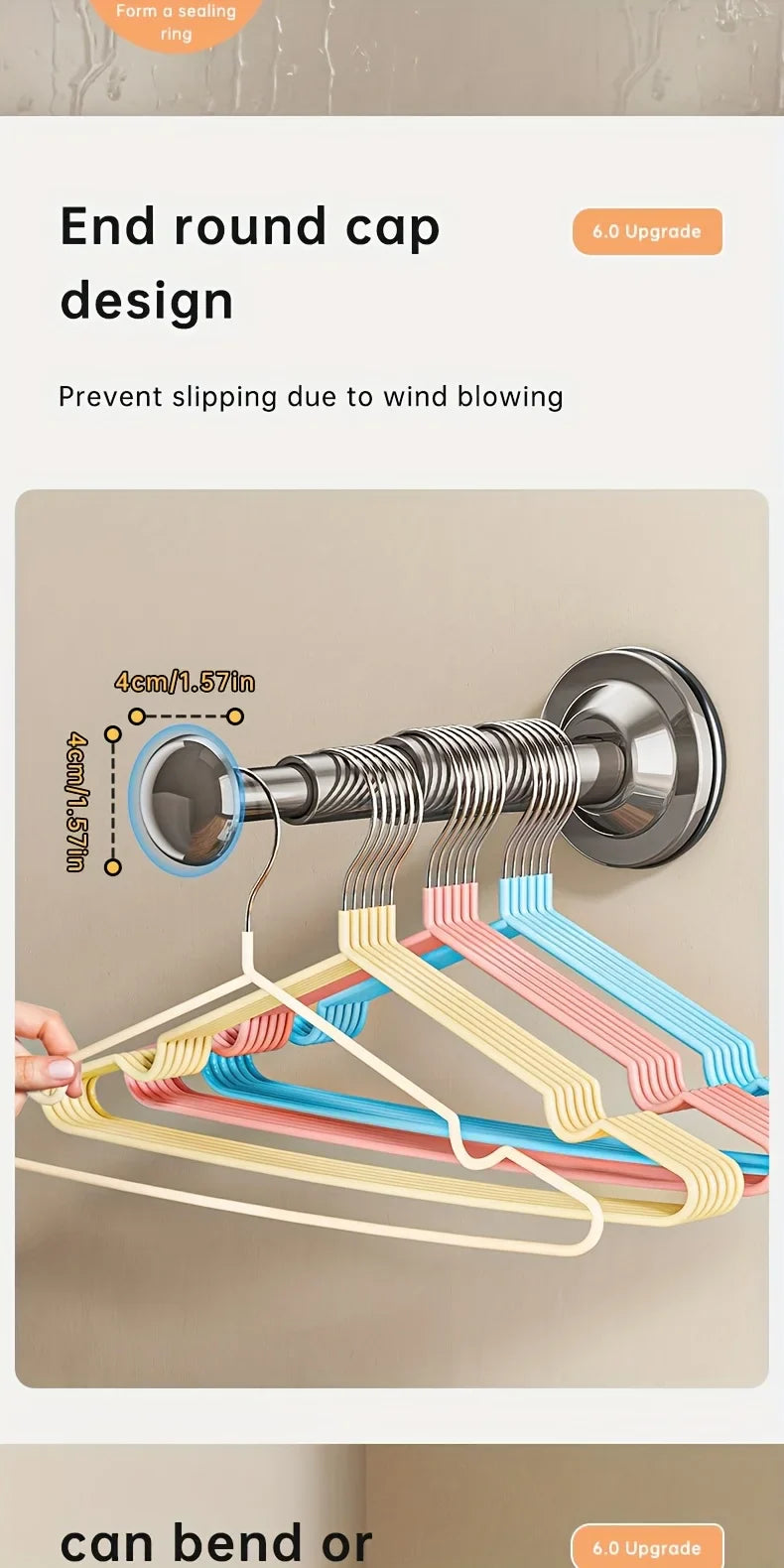 1/2pcs Hanger Storage Rack – No-Drill Suction Cup, Retractable & Adjustable Space-Saver for Home & Office