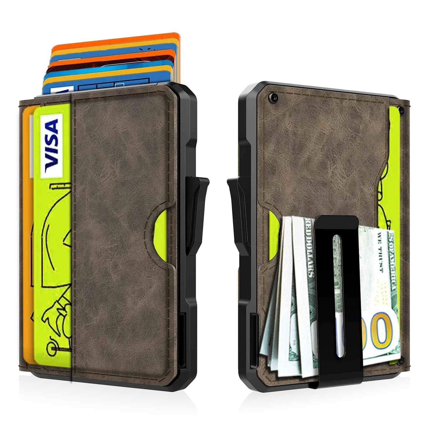 Men’s Slim Leather Wallet – RFID Blocking Bifold with Money Clip and Credit Card Slots