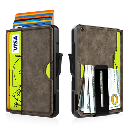 Men’s Slim Leather Wallet – RFID Blocking Bifold with Money Clip and Credit Card Slots