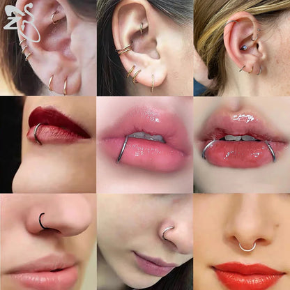 ZS G23 Titanium Steel Nose Ring – Round Septum & Cartilage Piercing Jewelry for Men & Women (20G/18G/16G, 6–14mm)