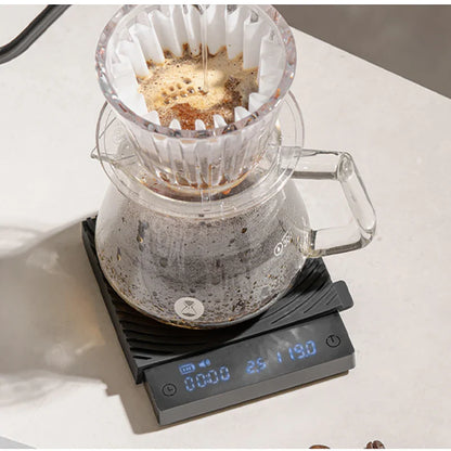 TIMEMORE Black Mirror Mini Coffee Scale – Pour Over Espresso Scale with Flow Rate Display & Heat Insulation Pad