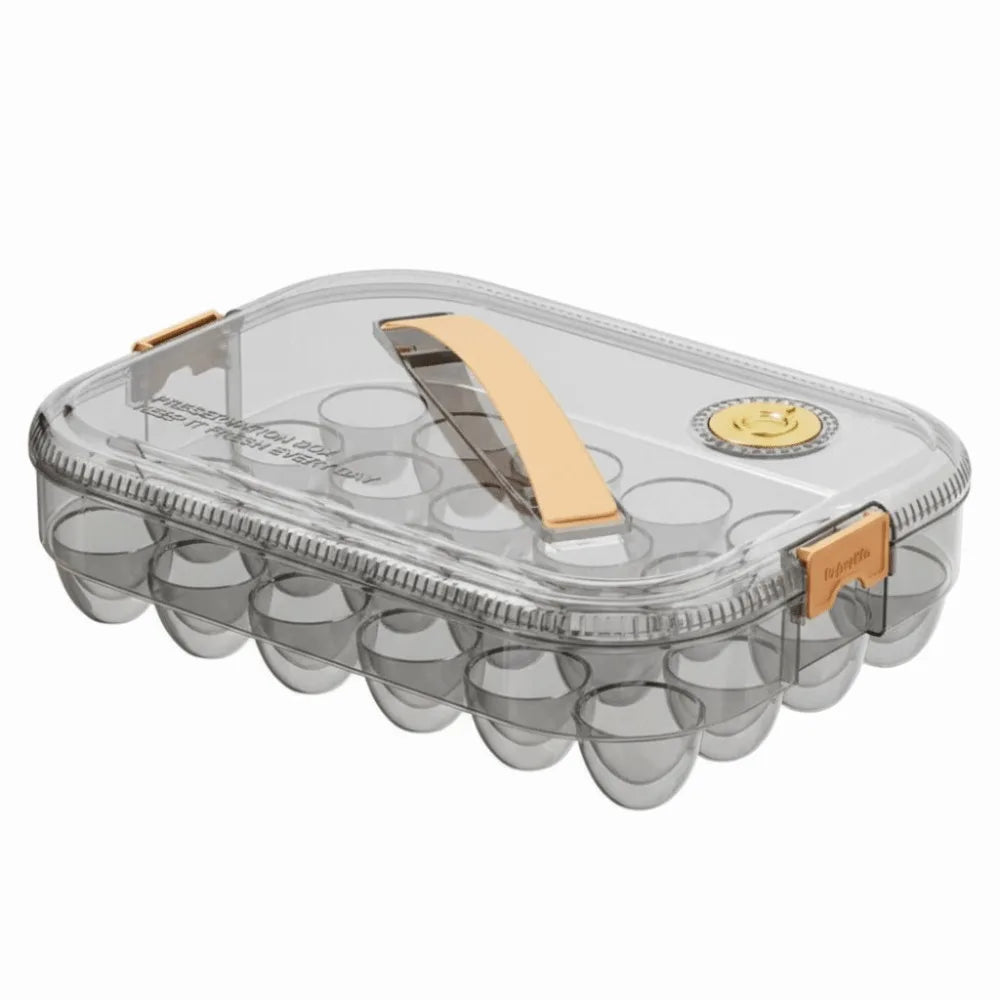 24 Grid Transparent Egg Storage Box - Food Grade Refrigerator Container with Lid for Space Saving Fresh Egg Organization