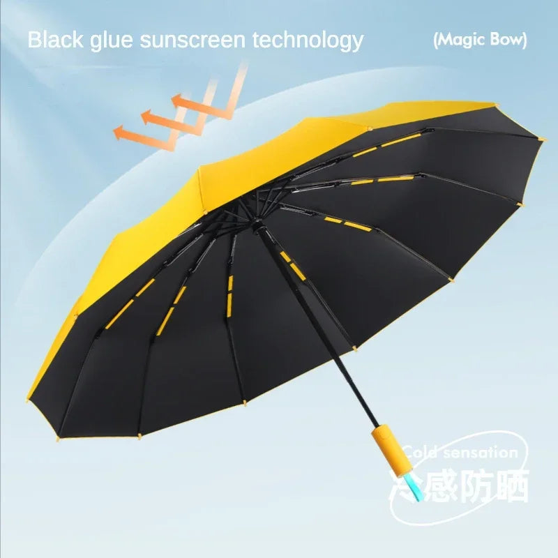 Super Strong Windproof Automatic Umbrella – 72-Rib Large Folding Rain Umbrella with UV Sun Protection for Men & Women