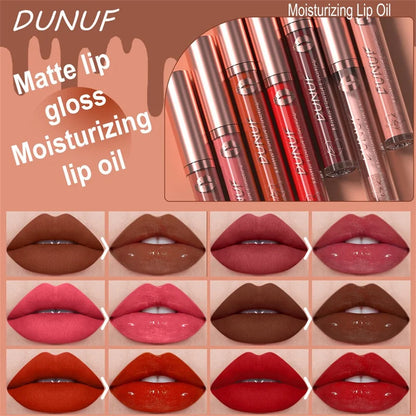 Matte Velvet Dark Red Brown Lip Gloss – Long-Lasting Waterproof Liquid Lipstick with Natural Moisturizer & Transparent Lip Oil