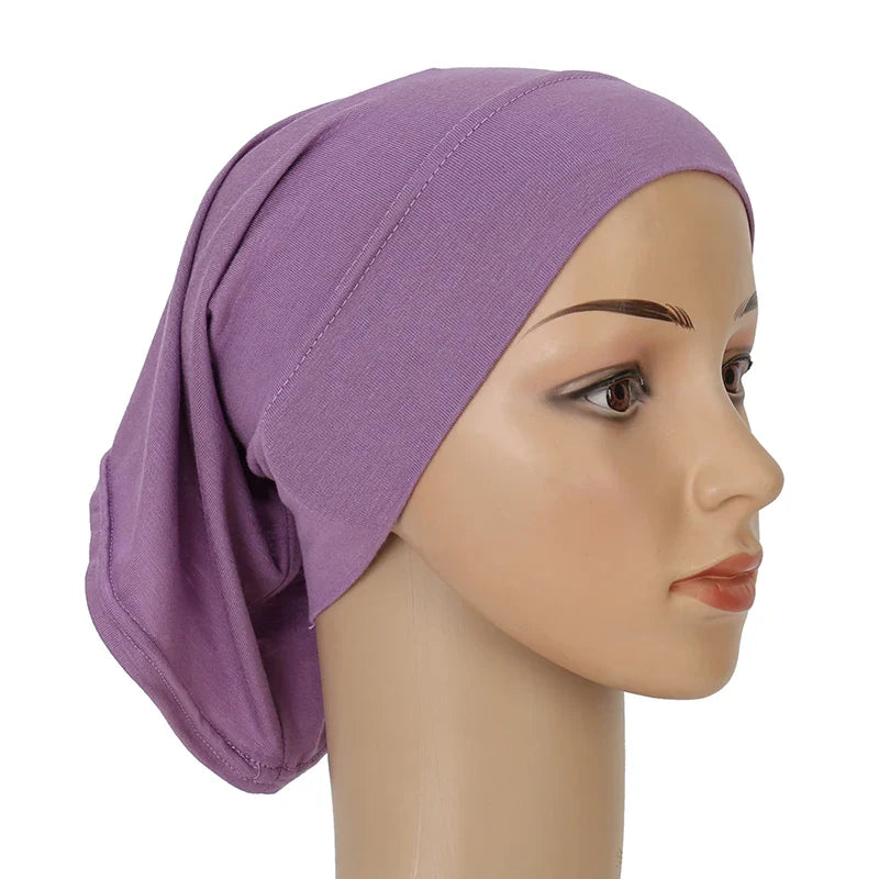 Cotton Modal Inner Hijab Undercap – Soft Stretch Muslim Turban, Islamic Underscarf Bonnet & Tube Cap for Women