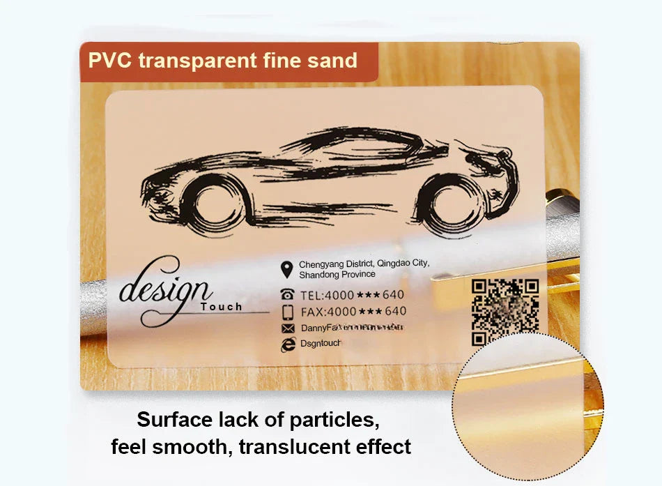 100/200/500 PCS Transparent PVC Business Cards – Custom Logo, Colorful Printing, Personalized Thank You Cards 0.38mm