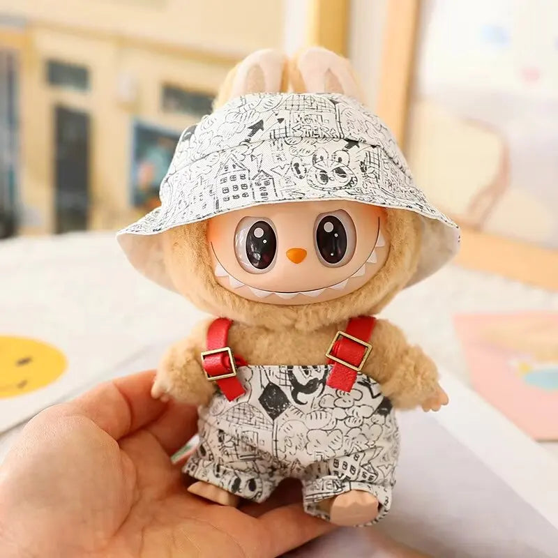 Ropa Labubu Clothes Set for 15/17cm V1/V2 Plush Dolls – Hooded Sweatshirt & Pants | Doll Outfit Accessories & Kid Toy Gift