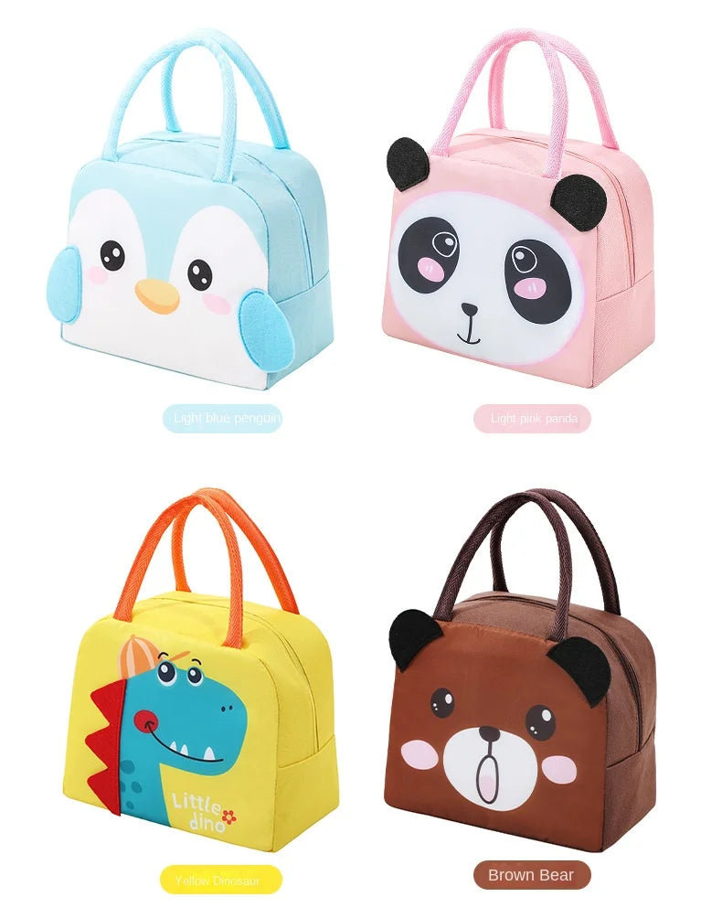 Cartoon Children’s Lunch Bag – Thermal Insulated, Waterproof Oxford Cloth Tote with Aluminum Film, Portable and High-Quality