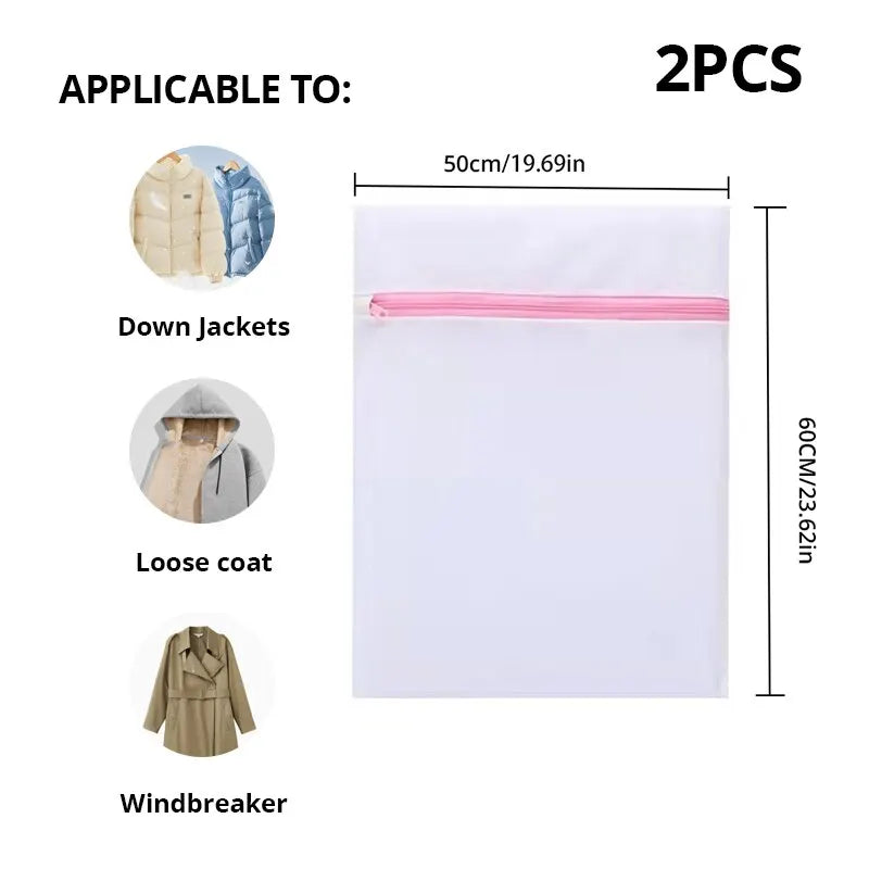 2Pcs/7Pcs Transparent Fine Mesh Laundry Bags – 6 Sizes Reusable Zippered Wash Bags for Machine Protection