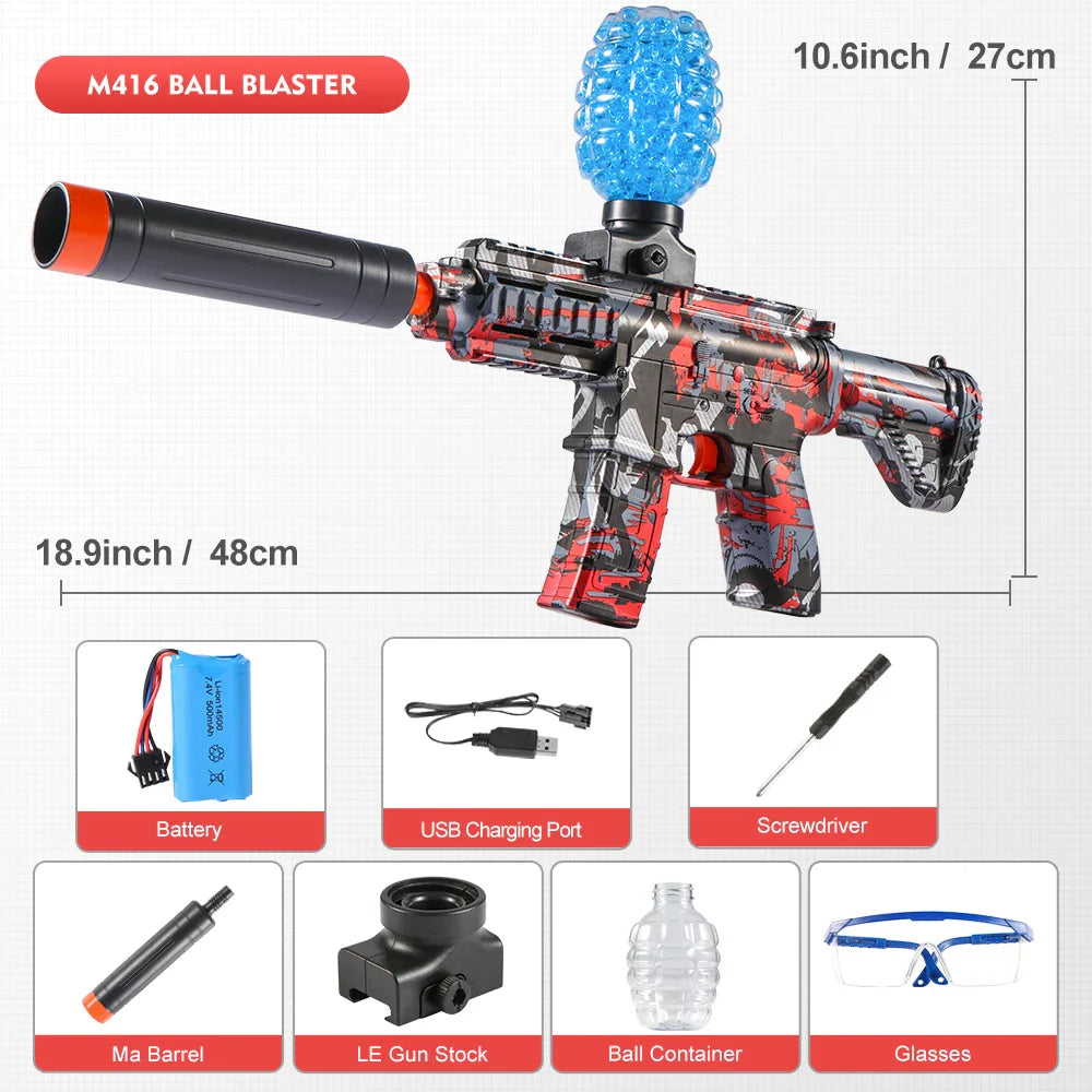 M416 Electric Ball Blaster Toy Gun – High-Speed Metallic Finish, Rechargeable, Halloween & Thanksgiving Gift (Bullets Not Included)