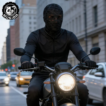 Musion Gothic Punk Face Mask - Distressed Ripped Design Windproof Cover for Skiing, Cycling & Street Style