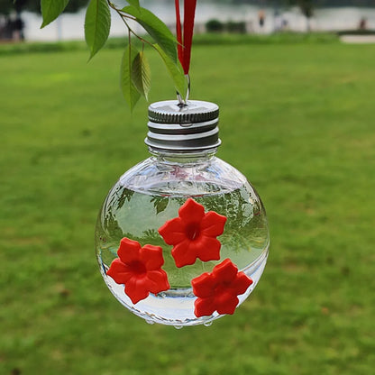 PET Hummingbird Feeder – Transparent Spherical & Heart-Shaped Hanging Bird Feeder with 3 Leak-Proof Ports