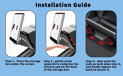 Center Console Organizer for Tesla Model 3 & Model Y Highland – Anti-Slip Under Screen Storage Box with Screen Back Storage