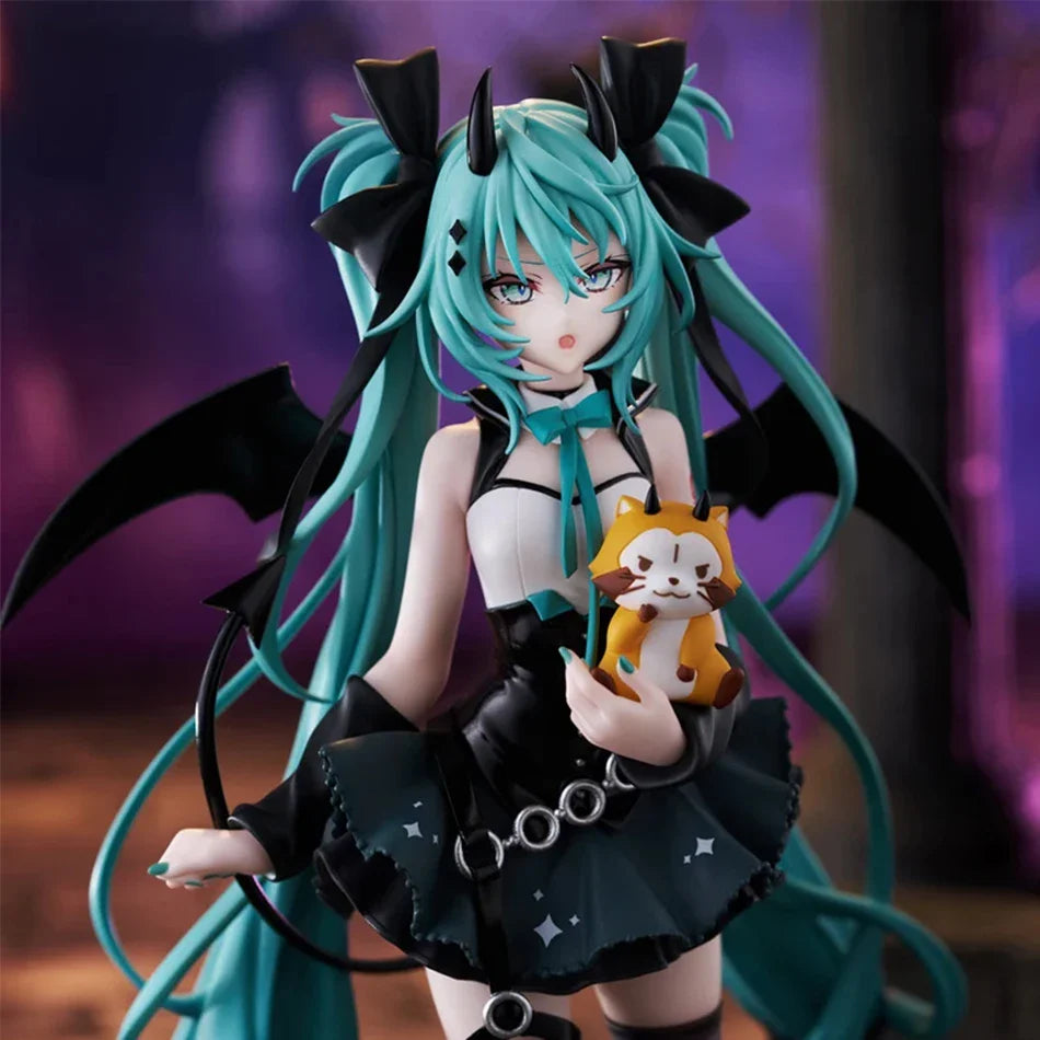 Anime Little Devil Hatsune Miku PVC Model – Handmade Dark Angel Raccoon Chuyin Collectible Ornament
