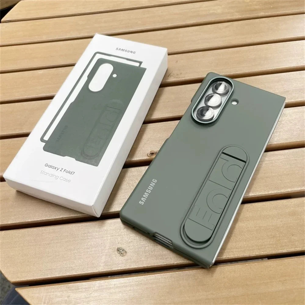 Luxury Standable Matte Silicone Phone Case for Samsung Galaxy Z Fold 6-7 – Skin Feel Full-Back Protective Cover