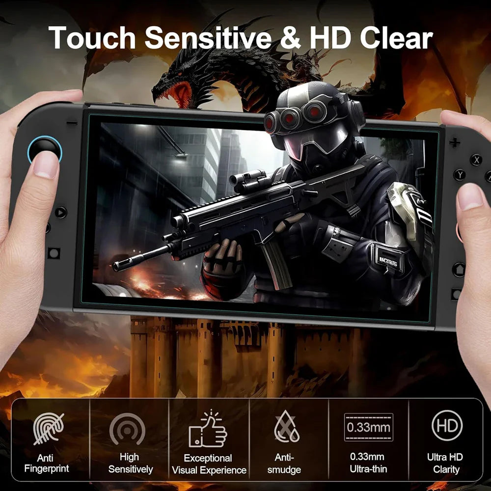Tempered Glass Screen Protector for Nintendo Switch 2 — Includes Joystick Cap Accessories