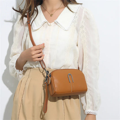 Luxury Genuine Leather Women's Crossbody Bag – Solid Color Shoulder Bag, Clutch & Messenger Purse