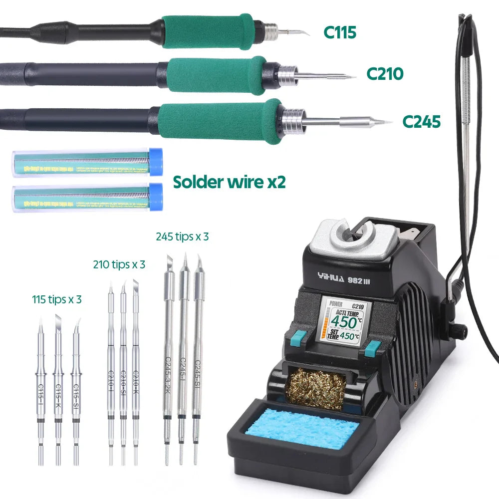 YIHUA 982-III Precision Soldering Station – Adjustable Temperature Soldering Iron for C115 C210 C245 Welding & Rework