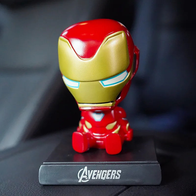 10cm Shaking Head Dolls – Spider-Man, Iron Man, Hulk & Deadpool Car Decorations & Mobile Phone Bracket Gifts
