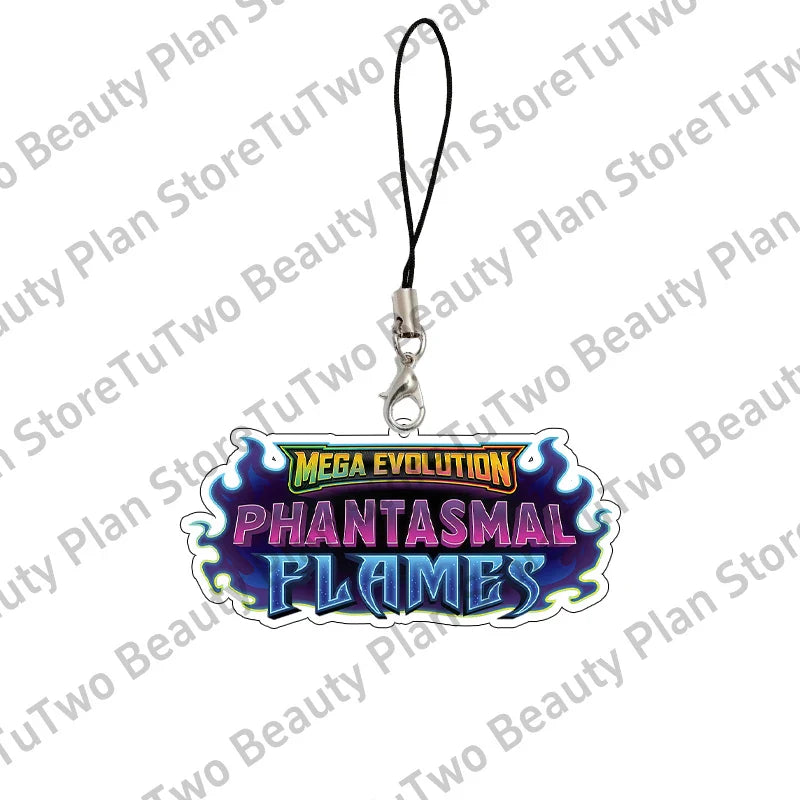 Anime PTCG Mega Evolution Acrylic Keychain – Pocket Monster Logo Cartoon Bag Pendant Keyring Collectible Gift Toy Series