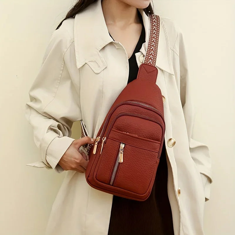 Multifunctional Retro PU Leather Crossbody Bag – Soft, Versatile with Multiple Zippered Pockets for Leisure & Sports