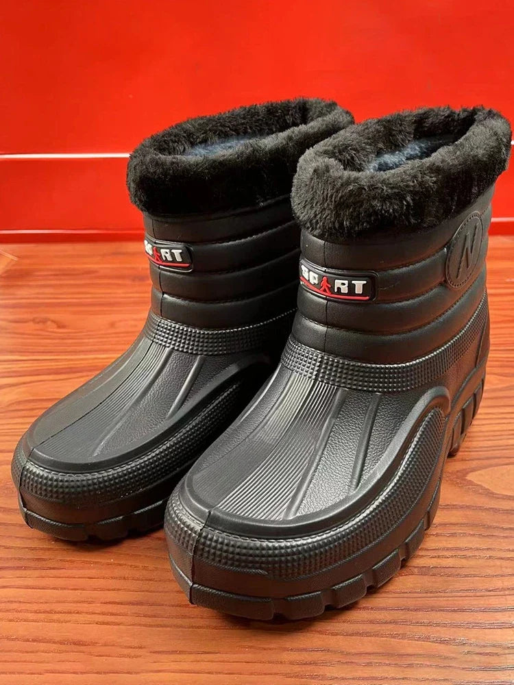 Men’s Winter Waterproof Snow Boots – Warm Cotton High-Top Work & Casual Boots with EVA Outsole