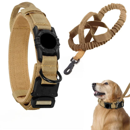 AirTag Tactical Dog Collar with Holder & Handle – Adjustable Military GPS Collar for Medium & Large Dogs