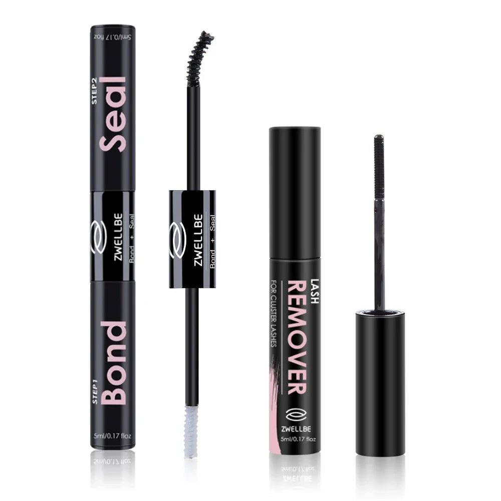 Lash Bond, Seal, and Remover Kit – Waterproof Cluster Eyelash Glue, Strong Hold, Fast Removal for DIY Extensions