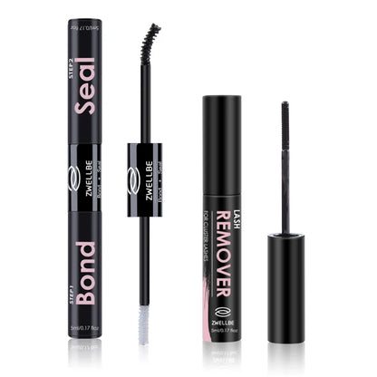 Lash Bond, Seal, and Remover Kit – Waterproof Cluster Eyelash Glue, Strong Hold, Fast Removal for DIY Extensions