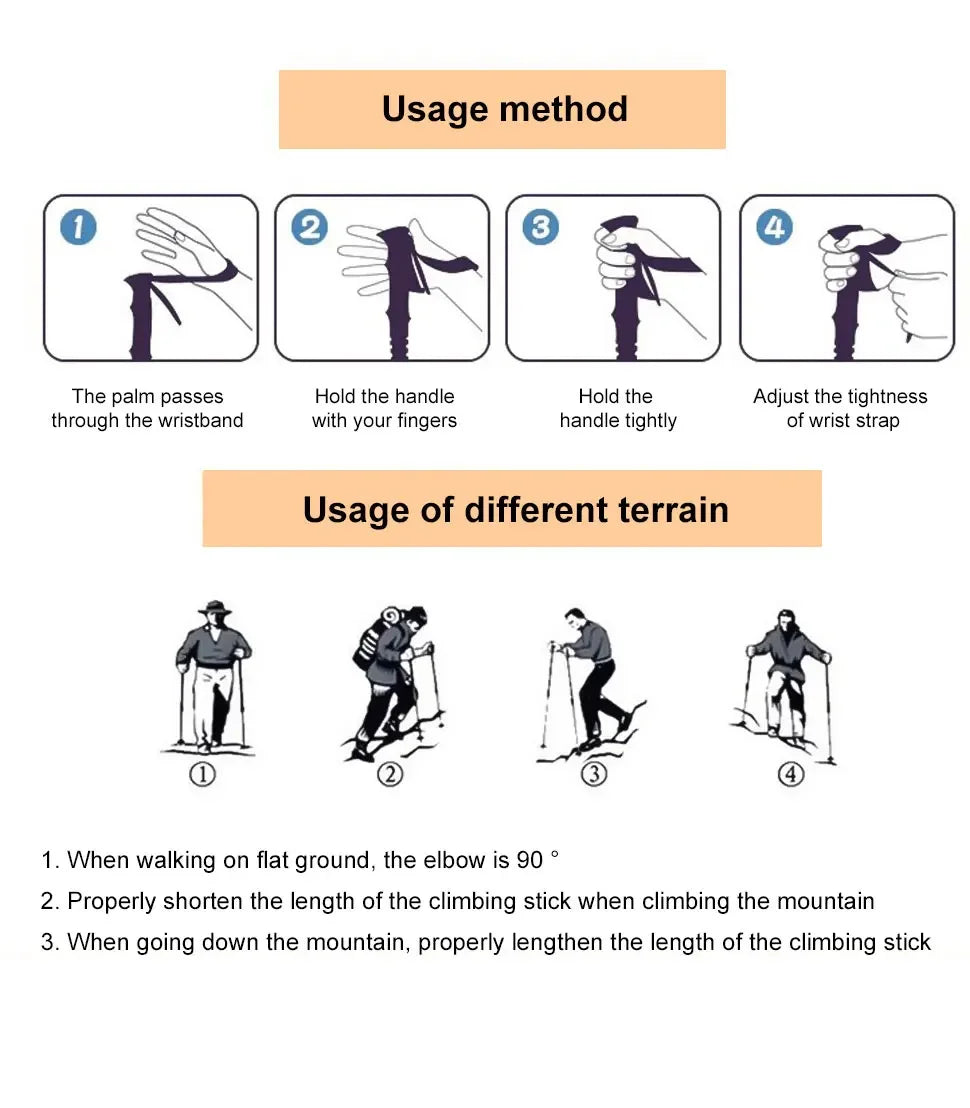 Outdoor Folding Trekking Pole – 4-Section Lightweight Telescopic Walking Stick for Hiking, Camping & Climbing