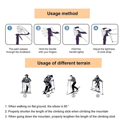 Outdoor Folding Trekking Pole – 4-Section Lightweight Telescopic Walking Stick for Hiking, Camping & Climbing
