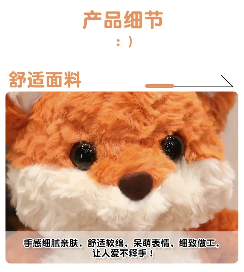 35cm/50cm Cute Fluffy Orange Fox Plush Toy – Soft Cartoon Stuffed Doll, Perfect Birthday Gift
