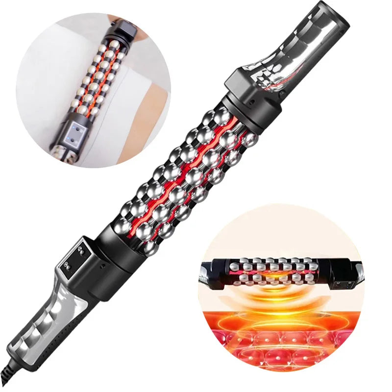 36W Red Light Heated Massage Roll Massager - 360° Rotating Inner Ball for Full Body & Anti-Cellulite