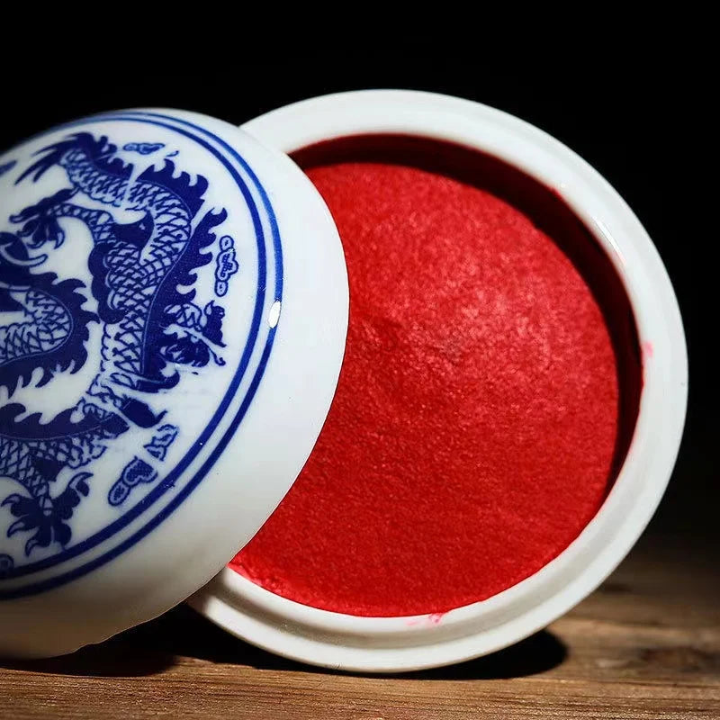 Authentic Chinese Calligraphy Inkpad – Red Cinnabar Seal Printing Mud in Ancient Style Ink Box